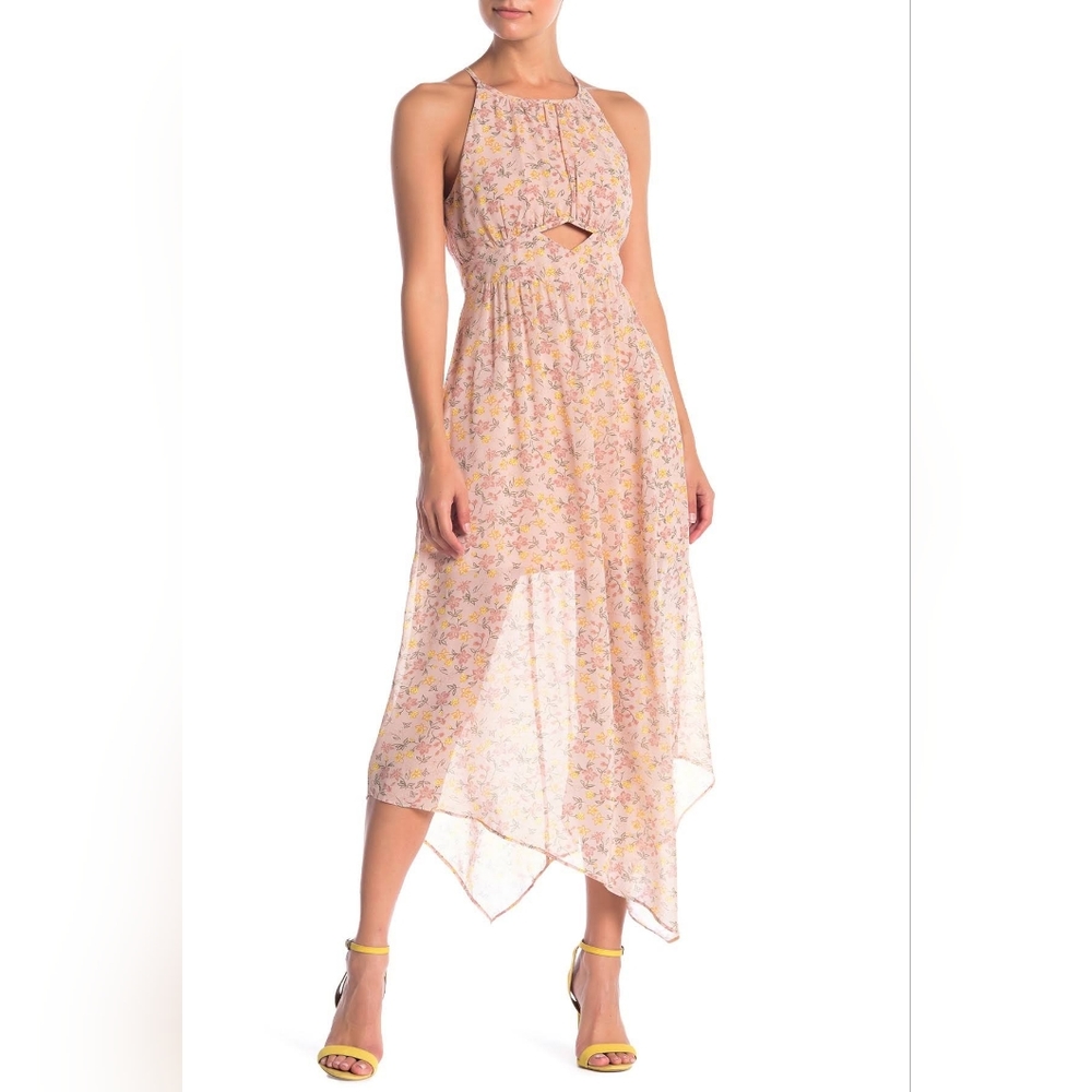 BCBG Generation Pink Floral Keyhole Sleeveless Maxi Dress Women's Size 2